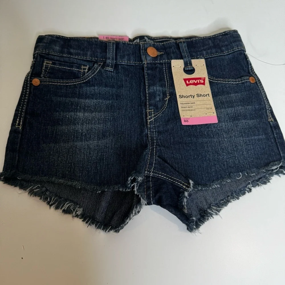 Levi's Shorty Short Girls Stretch Blue Adjustable